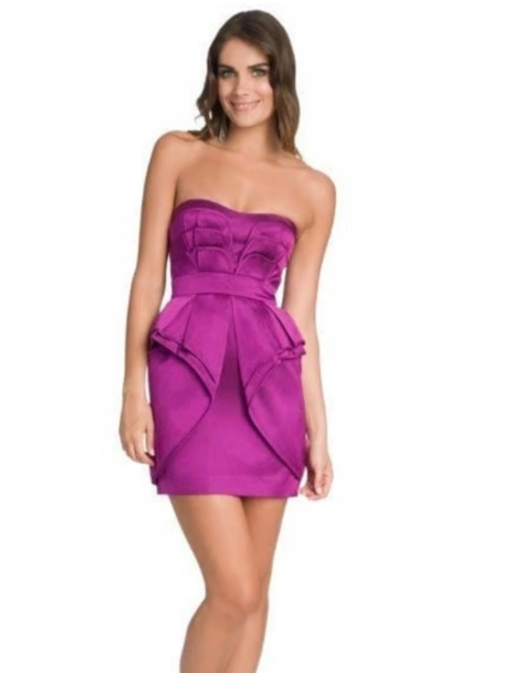 Temperley London Corry Strapless Pleated Ruched Mini Sheath Dress Purple 6